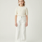 Pantalon Patte D'Éléphant Blanc Denim Large Nœuds Fille - Jean