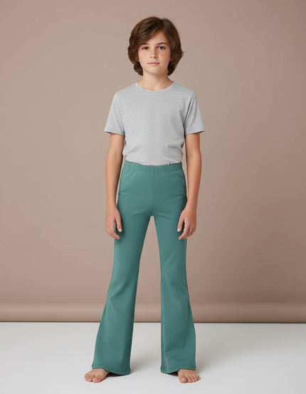 Pantalon Patte D'Éléphant Vert Canard Évasé Confortable Enfant - Maille