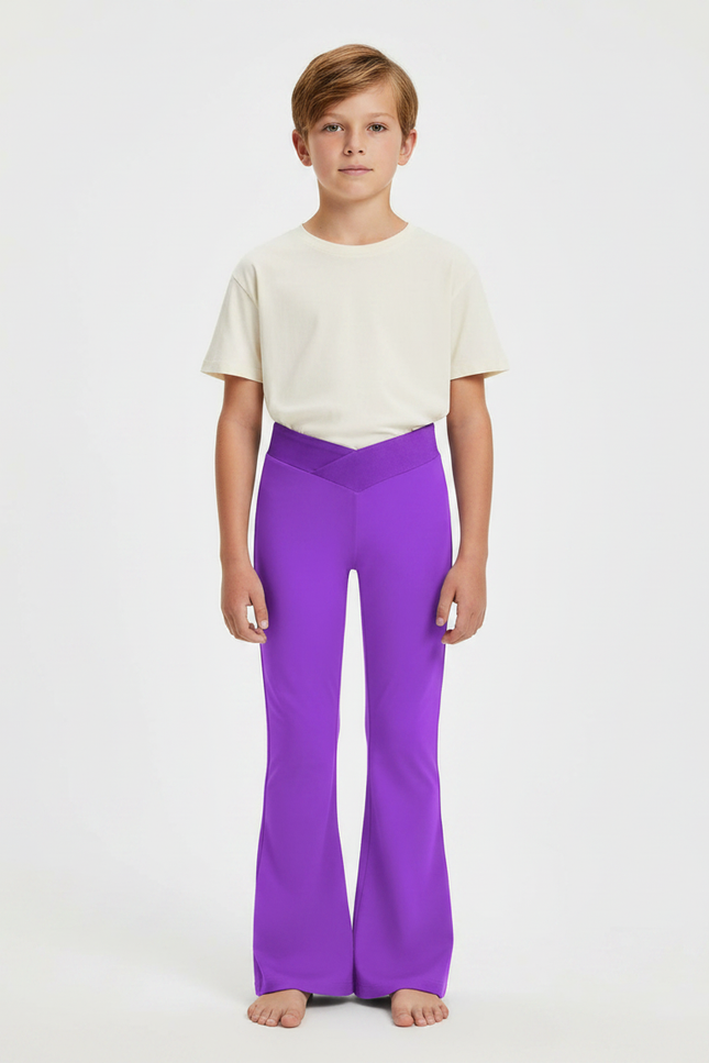 Pantalon Patte D'Éléphant Violet Élastique Confortable Unisexe - Polyester