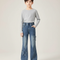 Pantalon Patte D'Éléphant Évasé Bleu Papillons Déchirés Enfant - Jean