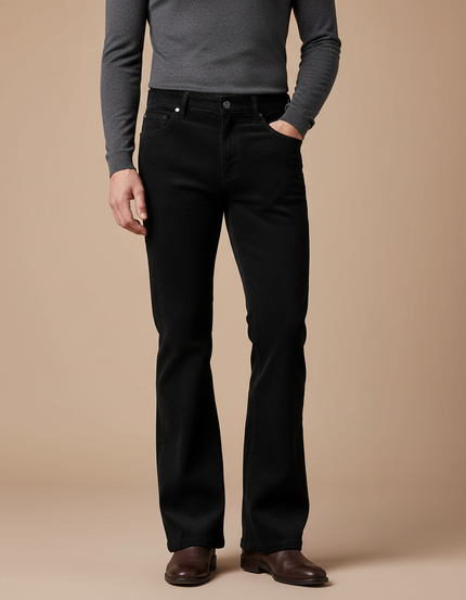 Pantalon Patte D'Éléphant Noir Évasé Velours Côtelé Homme - Cordé