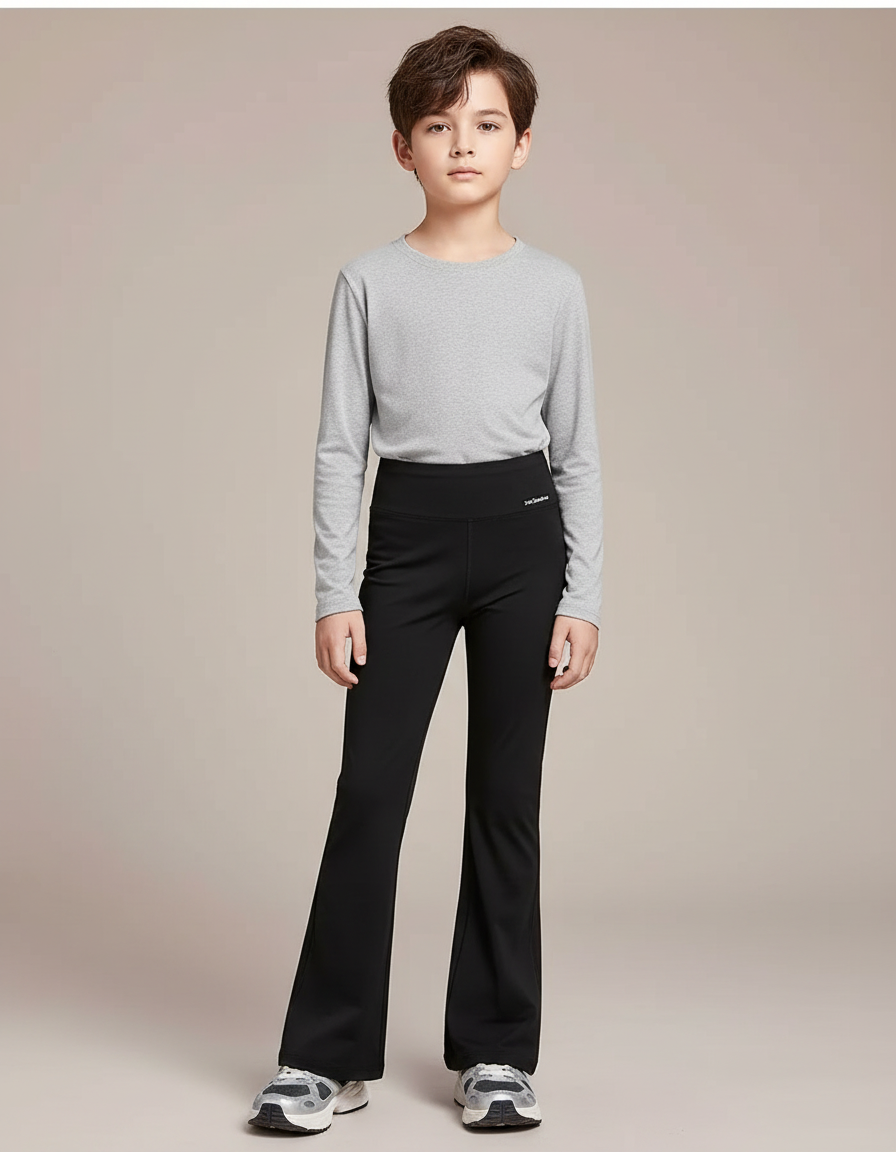 Pantalon Patte D'Éléphant Noir Évasé Slim Enfant Sport - Polyester