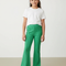 Pantalon Patte D'Éléphant Vert Côtelé Fille Confortable - Maille