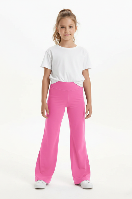 Pantalon Patte D'Éléphant Rose Fille Confortable Évasé Sport - Molleton