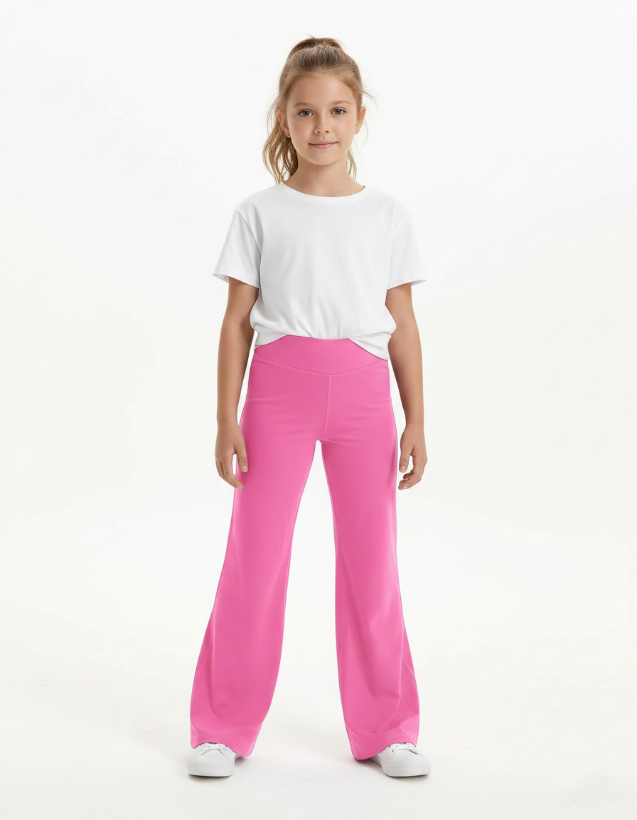Pantalon Patte D'Éléphant Rose Fille Confortable Évasé Sport - Molleton