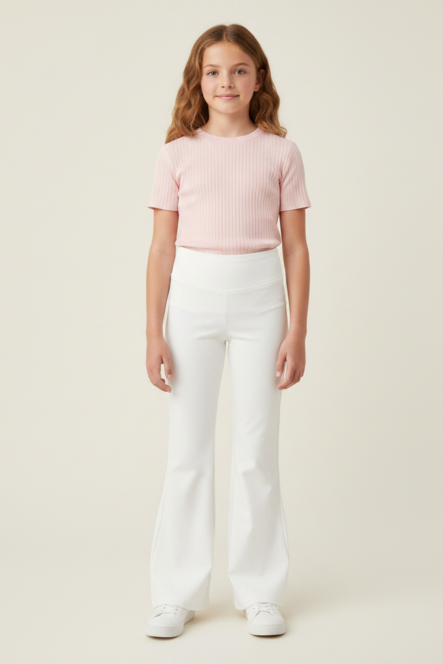 Pantalon Patte D'Éléphant Blanc Taille Haute Confortable Enfant - Polyester