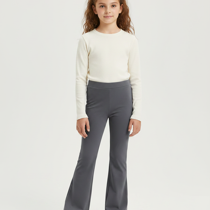 Pantalon Patte D'Éléphant Gris Uni Doux Confortable Fille - Polyester