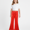Pantalon Patte D'Éléphant Rouge Scintillant Paillettes Évasé Fille - Polyester