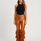 Pantalon Patte D'Éléphant Métallique Orange Volants Disco Femme - Polyester