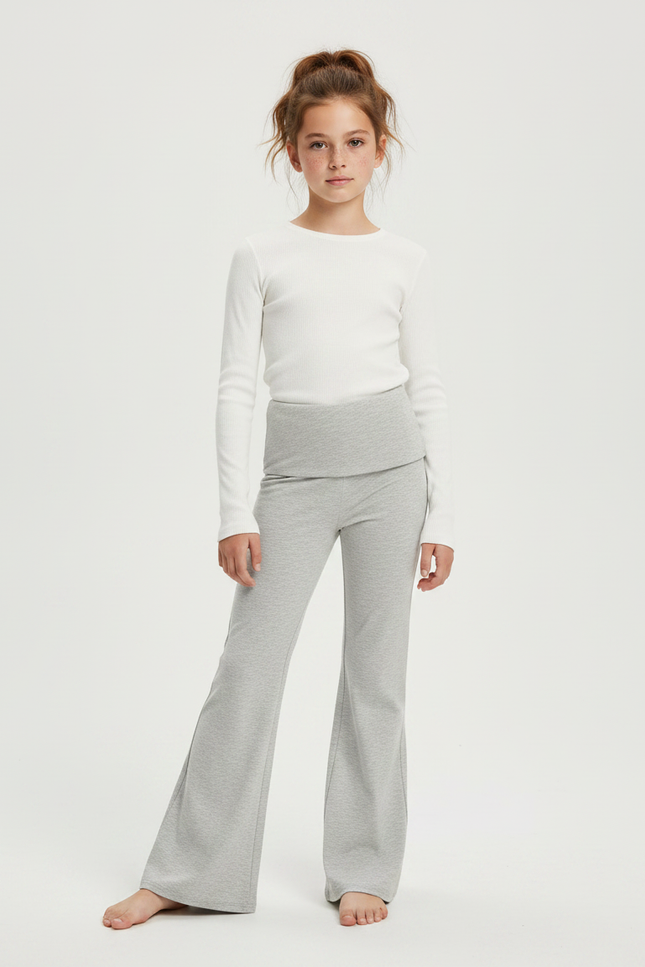Pantalon Patte D'Éléphant Gris Chiné Évasé Confortable Doux - Molleton