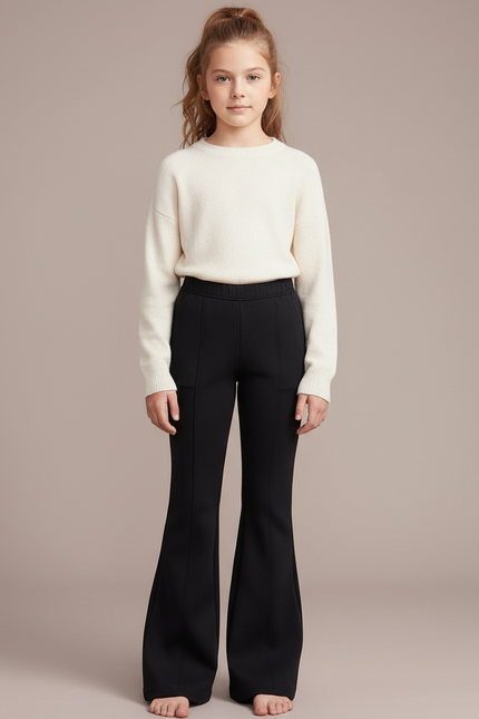 Pantalon Patte D'Éléphant Noir Élastique Confortable Fille - Maille