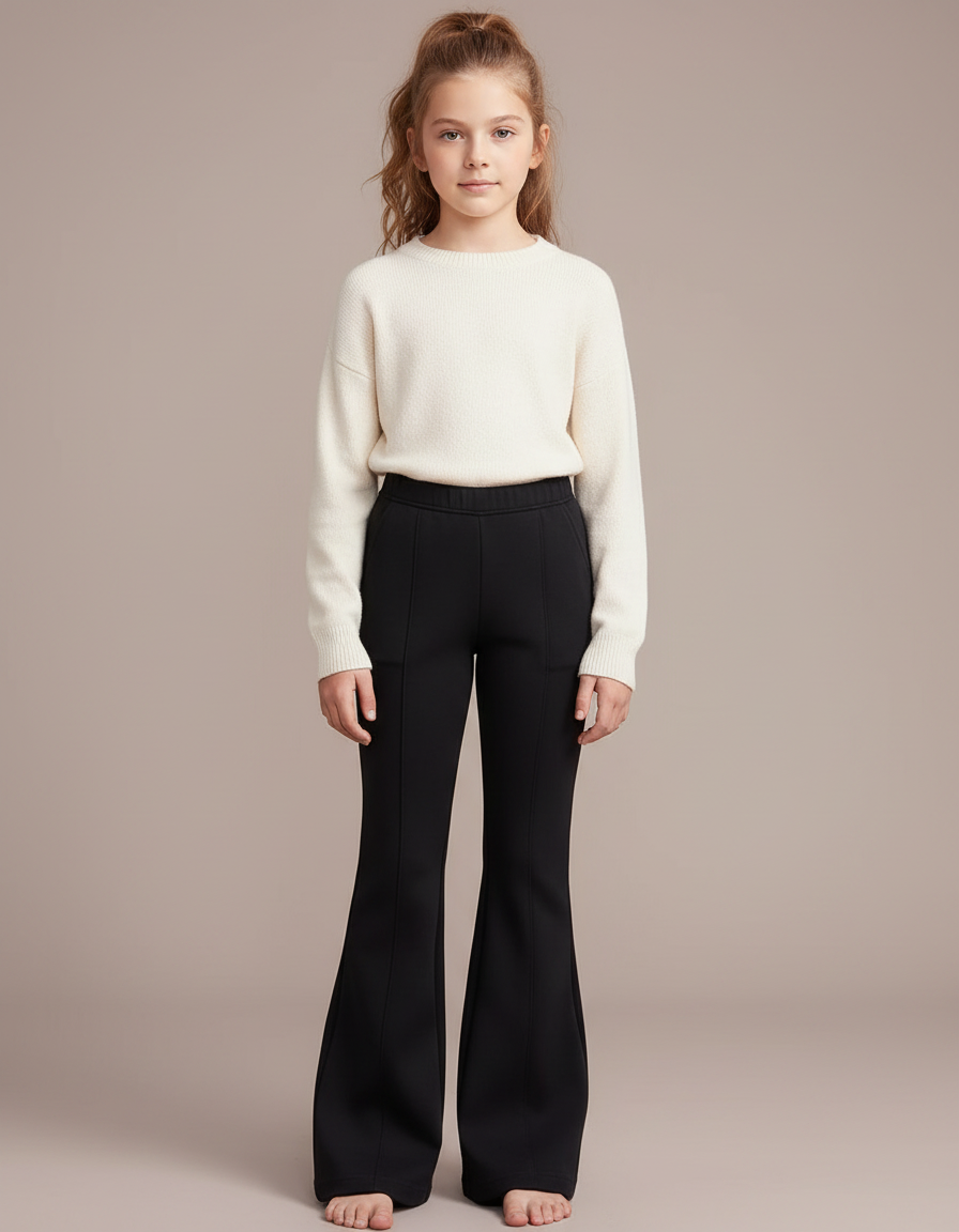 Pantalon Patte D'Éléphant Noir Élastique Confortable Fille - Maille