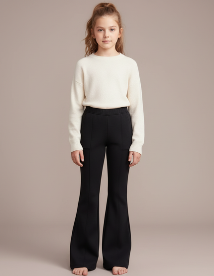 Pantalon Patte D'Éléphant Noir Élastique Confortable Fille - Maille