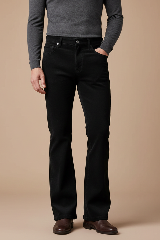 Pantalon Patte D'Éléphant Noir Évasé Velours Côtelé Homme - Cordé