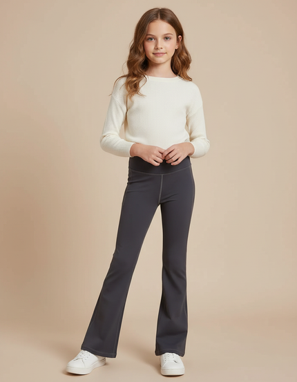 Pantalon Patte D'Éléphant Gris Décontracté Confortable Fille Yoga - Polyester