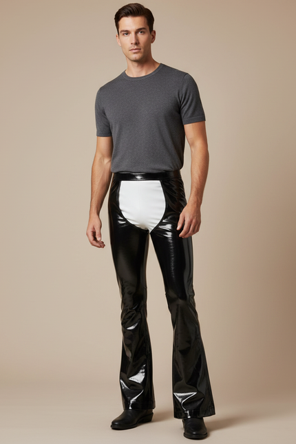 Pantalon Patte D'éléphant Sexy - Noir Simili cuir