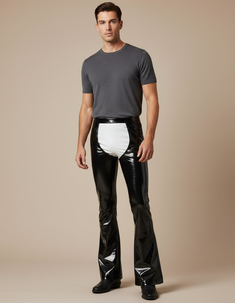 Pantalon Patte D'éléphant Sexy - Noir Simili cuir