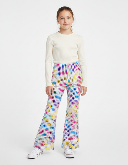 Pantalon Patte D'Éléphant Paillettes Multicolores Évasé Fille Scintillant - Polyester