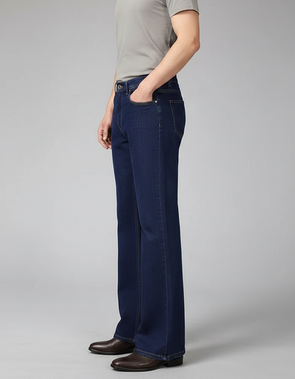 Pantalon Patte D'Éléphant Bleu Denim Homme Stretch Évasé - Marine Jean