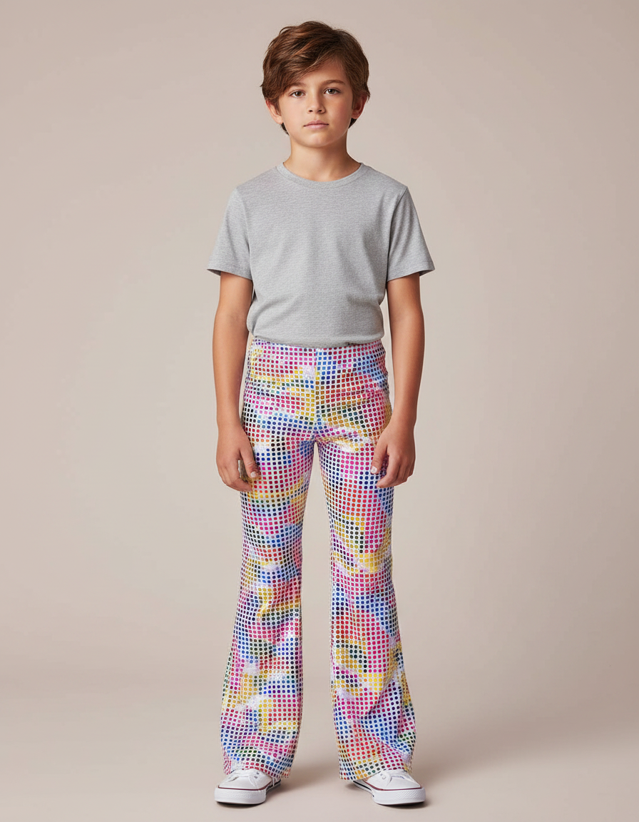 Pantalon Patte D'Éléphant Disco Imprimé Multicolore Enfant - Polyester