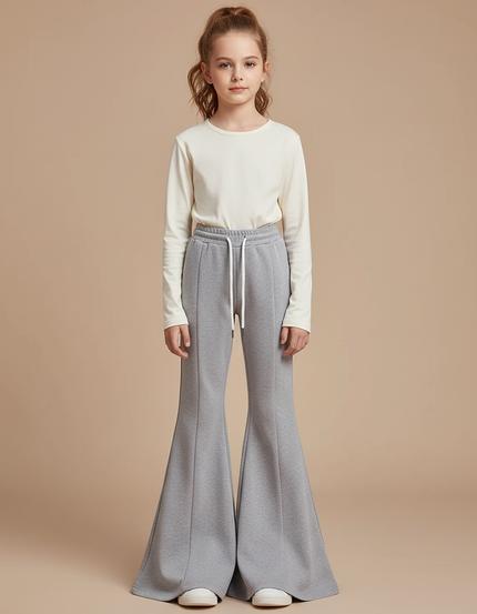 Pantalon Patte D'Éléphant Gris Cordon Confortable Enfant - Molleton