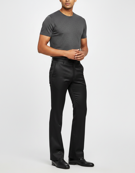 Pantalon Patte D'Éléphant Noir Homme Évasé Élégant Satiné