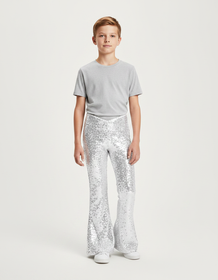 Pantalon Patte D'Éléphant Paillettes Argentées Enfant Scène Danse - Polyester