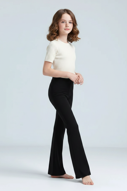 Pantalon Patte D'Éléphant Noir Évasé Taille Haute Modal - Viscose