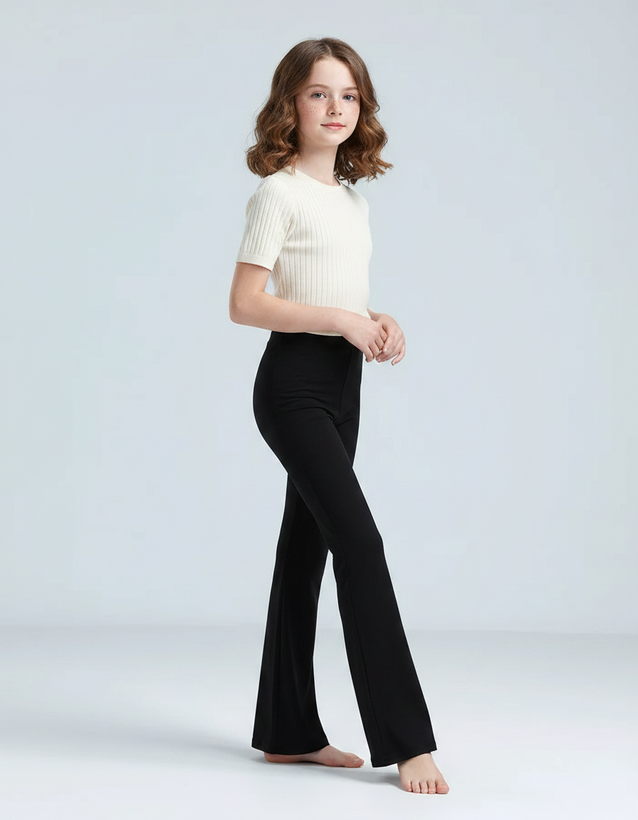 Pantalon Patte D'Éléphant Noir Évasé Taille Haute Modal - Viscose