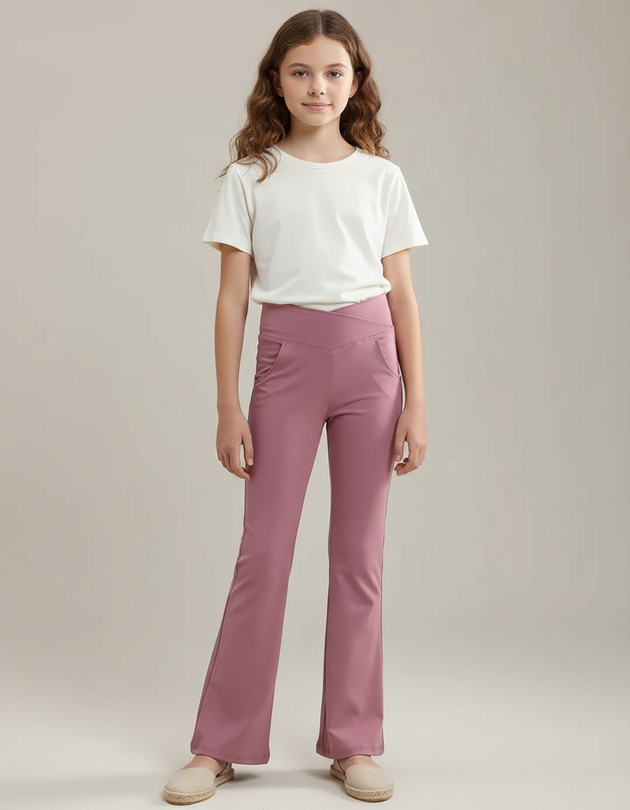 Pantalon Patte D'Éléphant Rose V-shaped Confortable Fille - Polyester