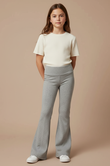 Pantalon Patte D'Éléphant Gris Confortable Évasé Enfant - Molleton