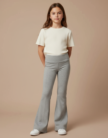 Pantalon Patte D'Éléphant Gris Confortable Évasé Enfant - Molleton