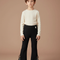 Pantalon Patte D'Éléphant Noir Côtelé Évasé Nœuds Enfant - Maille