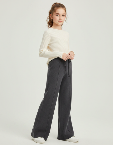 Pantalon Patte D'Éléphant Gris Tricoté Ample Confortable Enfant - Maille