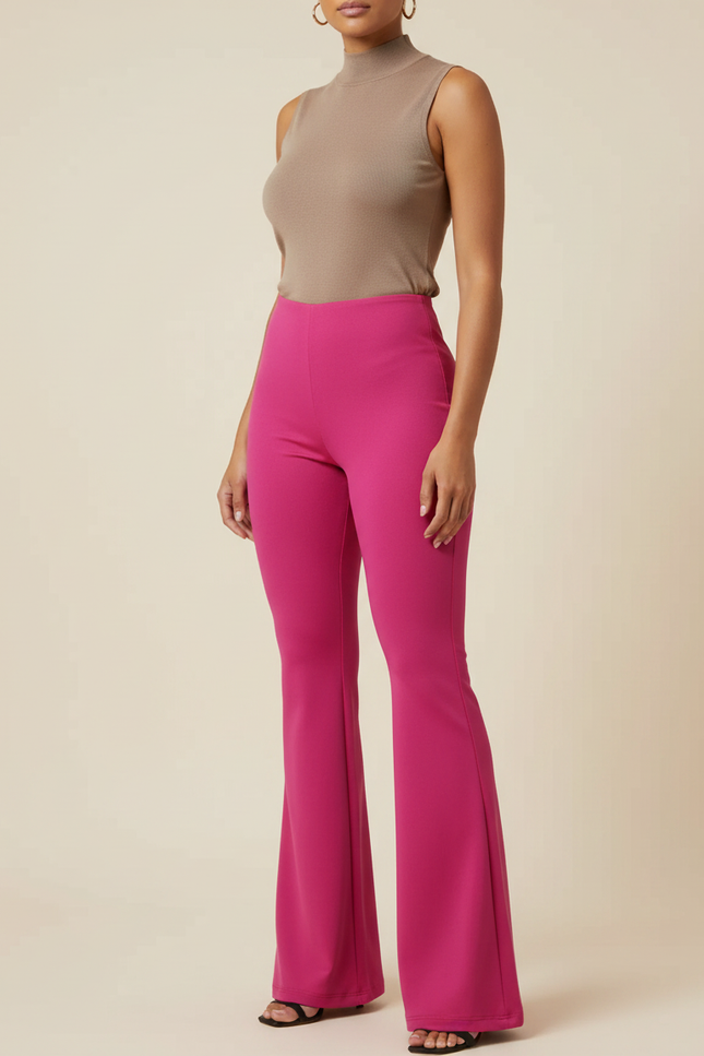 Pantalon Patte D'éléphant Femme Grande Taille - Rose Maille