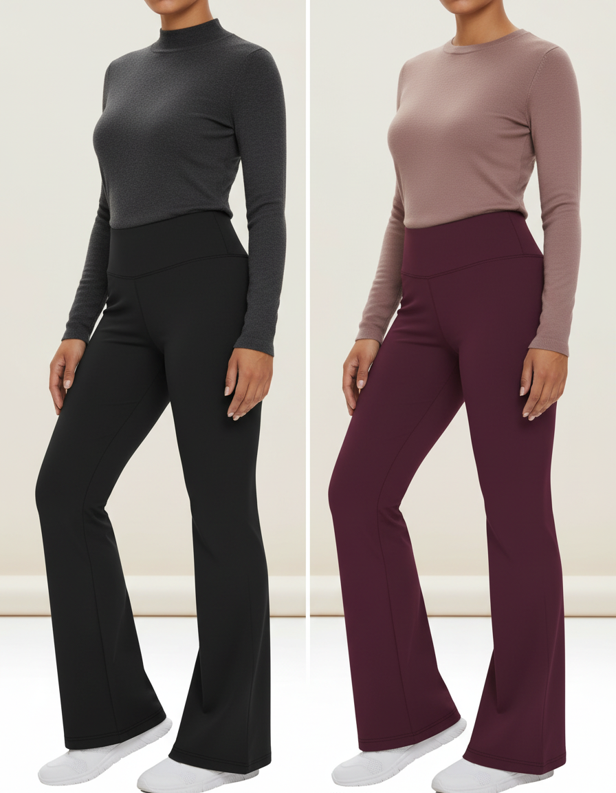 Pantalon Patte D'Éléphant Taille Haute Confortable Yoga Sport - Noir Polyester
