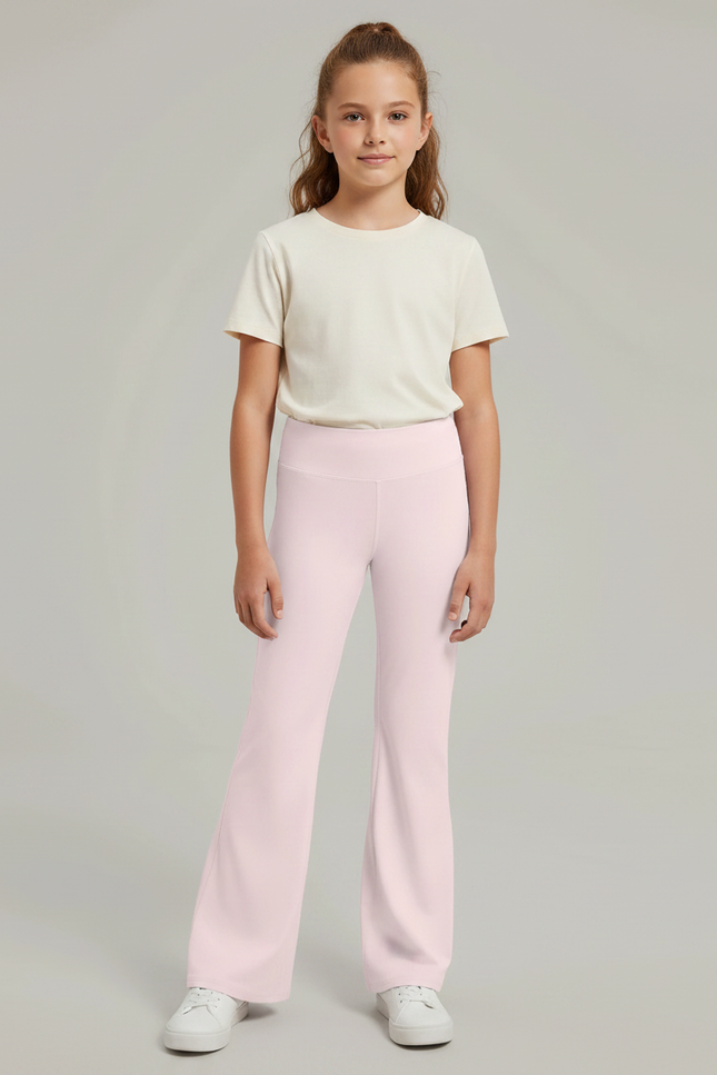 Pantalon Patte D'Éléphant Rose Clair Confortable Extensible Fille - Polyester
