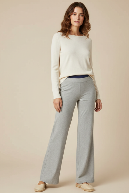 Pantalon Patte D'Éléphant Gris Décontracté Confortable Fluide - Molleton