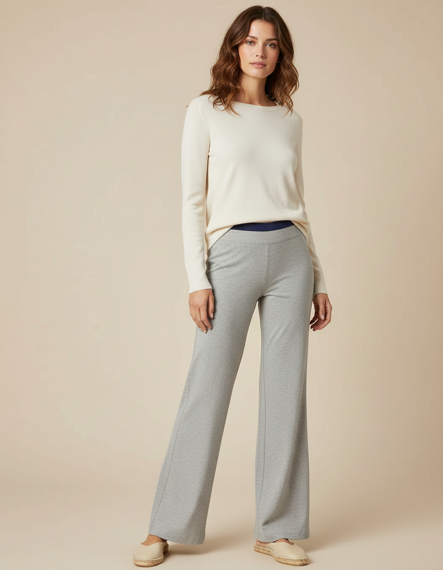 Pantalon Patte D'Éléphant Gris Décontracté Confortable Fluide - Molleton