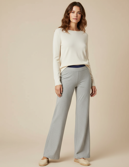 Pantalon Patte D'Éléphant Gris Décontracté Confortable Fluide - Molleton