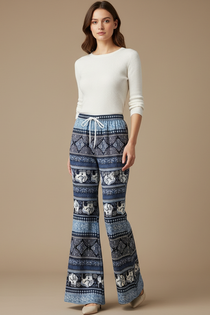 Pantalon Patte D'éléphant Hippie - Imprimé Viscose