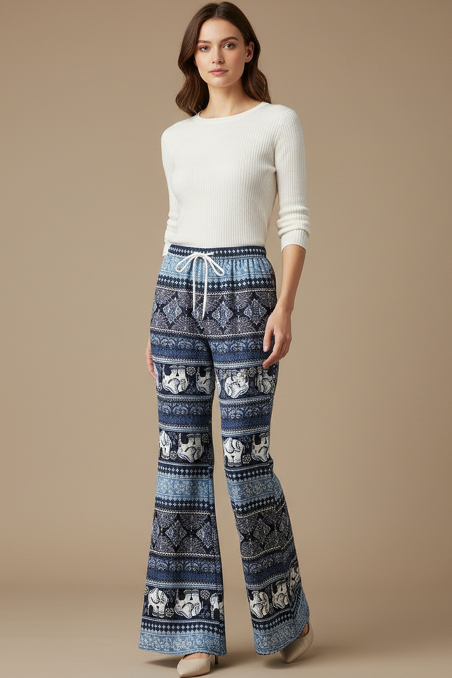 Pantalon Patte D'éléphant Hippie - Imprimé Viscose
