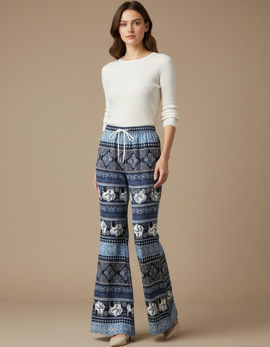 Pantalon Patte D'éléphant Hippie - Imprimé Viscose