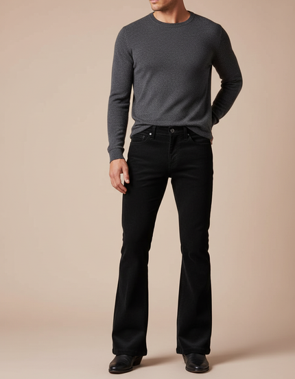 Pantalon Patte D'éléphant Cotele - Noir Cordé