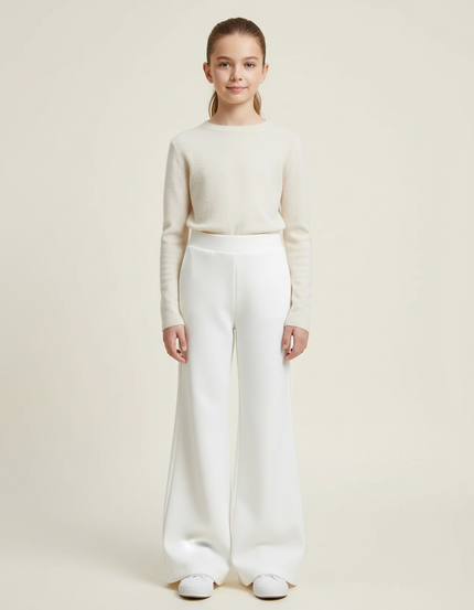 Pantalon Patte D'Éléphant Blanc Ample Évasé Élégant Enfant - Polyester
