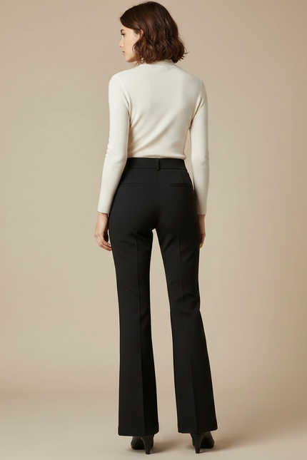 Pantalon Patte D'Éléphant Noir Évasé Taille Haute Élégant - Polyester - vue 2
