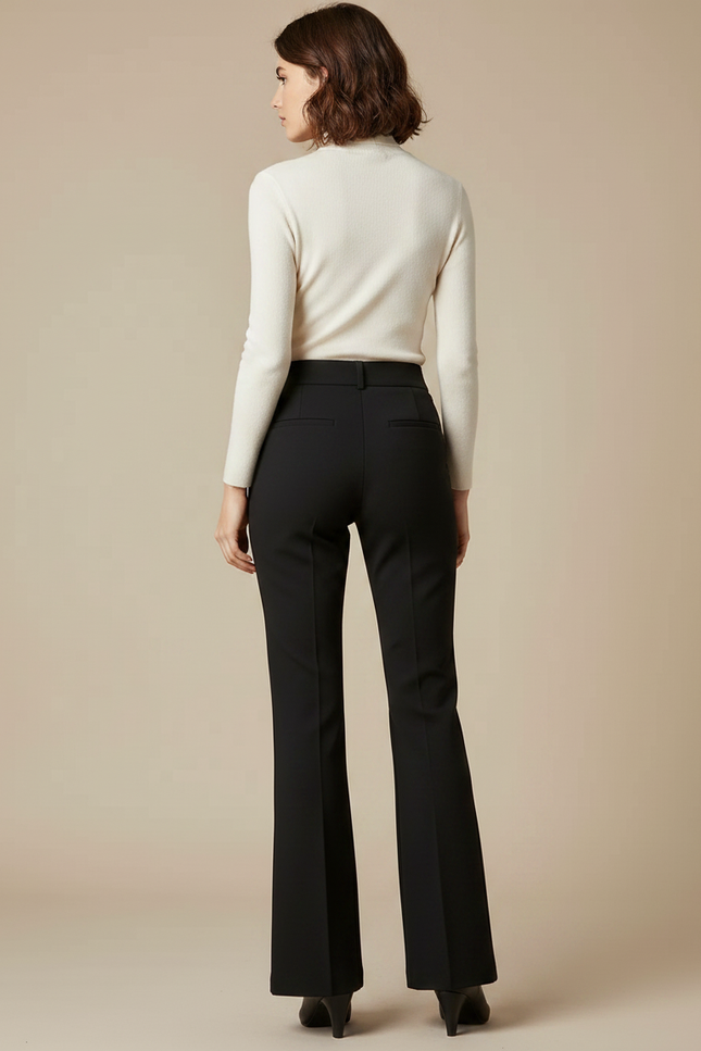 Pantalon Patte D'Éléphant Noir Évasé Taille Haute Élégant - Polyester - vue 2
