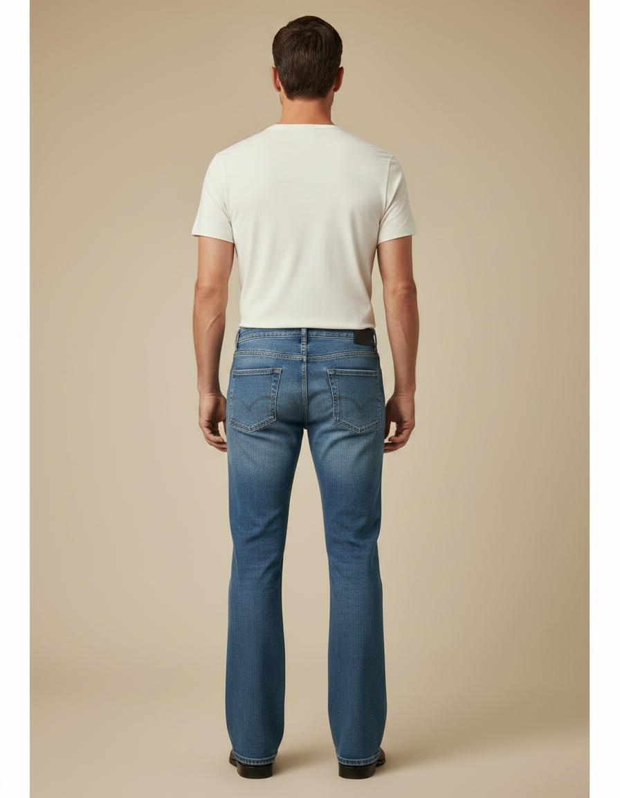 Pantalon Patte D'Éléphant Jean Bleu Décontracté Homme - vue 2