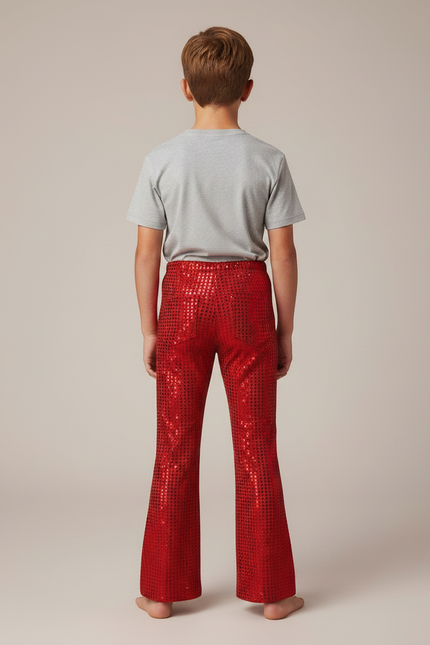 Pantalon Patte D'Éléphant Rouge Paillettes Évasé Enfant - Polyester - vue 2