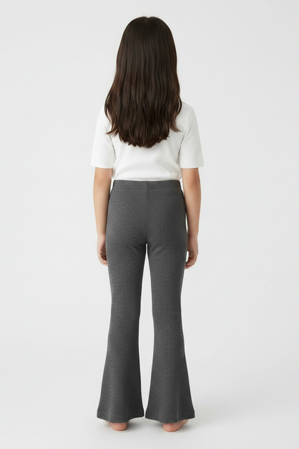 Pantalon Patte D'Éléphant Côtelé Gris Enfant Confortable - Maille - vue 2